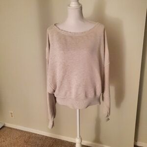 Free People Cream/Gray Cozy Off The Shoulder Sweater Womens Size M